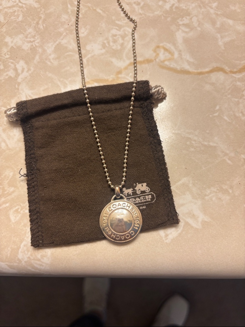 Coach Sterling silver Circular Logo Pendant Necklace - Picture 6 of 6